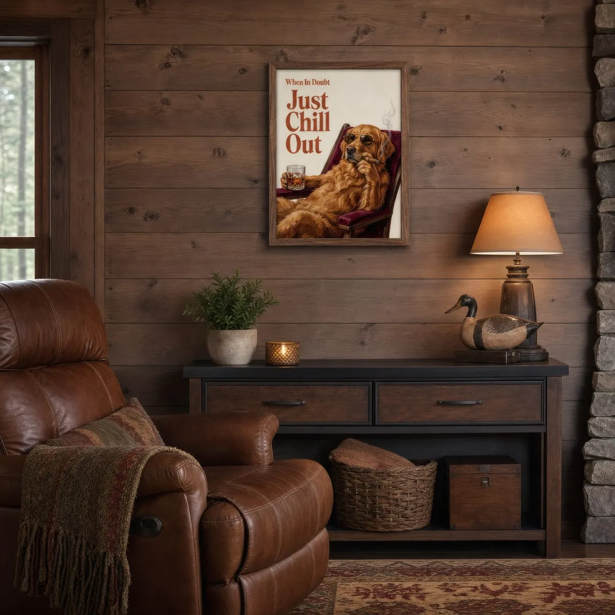 Just Chill Out, Retriever: Styled room, from the listing. Frame not included