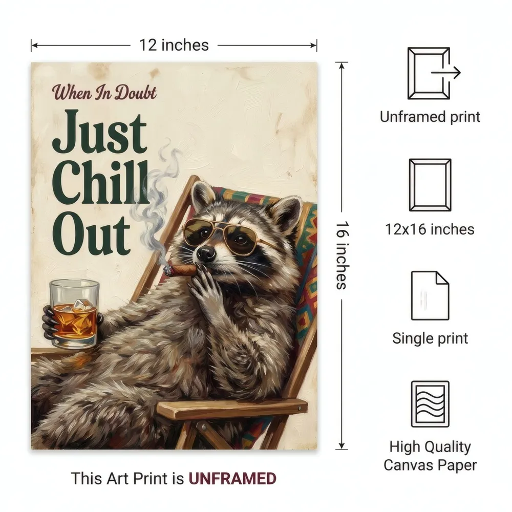 Just Chill Out, Raccoon: Art detail, from the listing