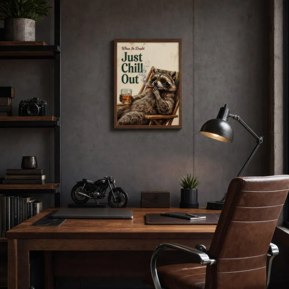 Just Chill Out, Raccoon: Styled room, from the listing. Frame not included