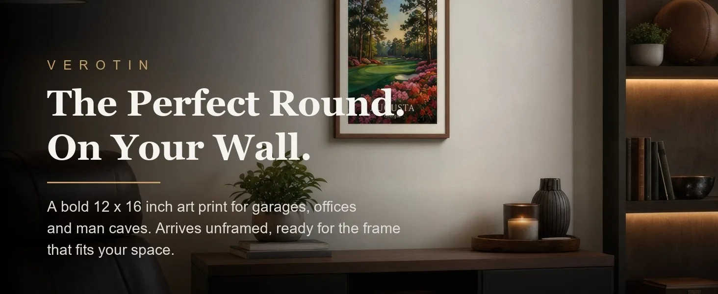 Georgia Fairway in a styled room. Arrives unframed, 12 x 16 in.