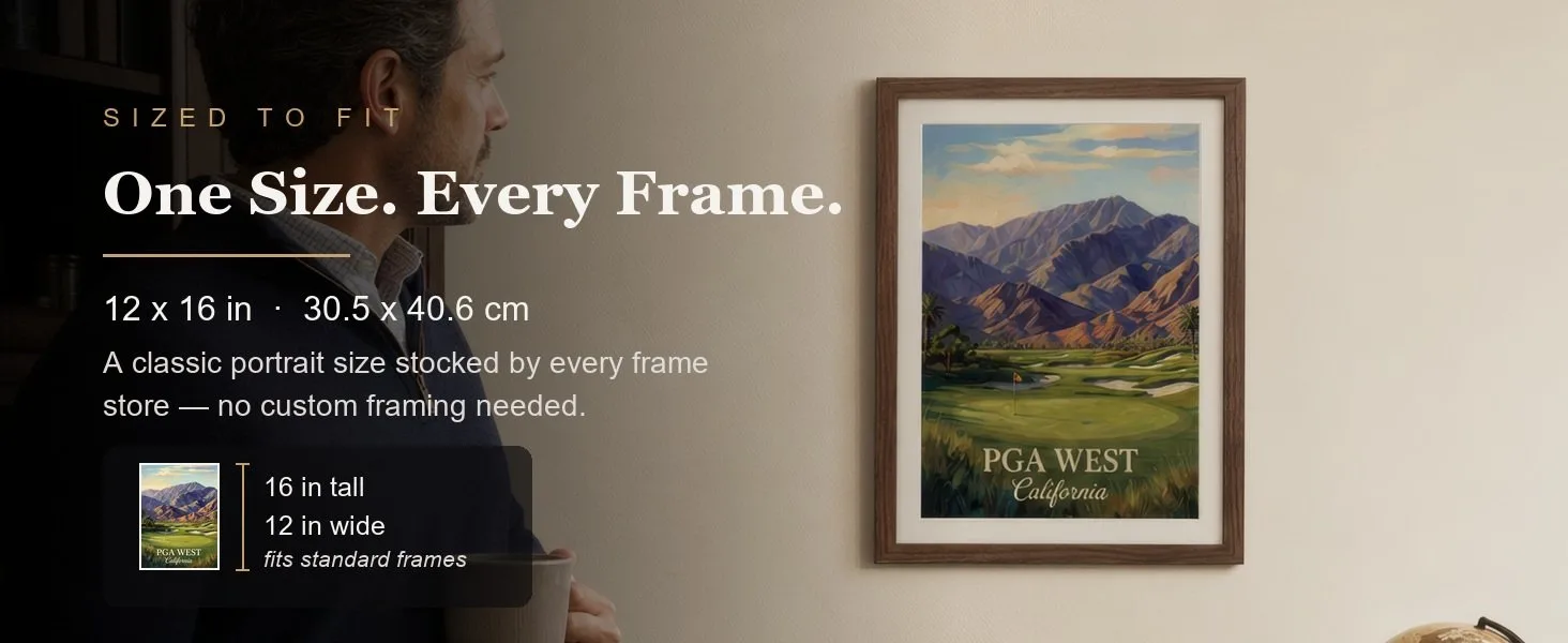 Sized to fit: 12 x 16 in, 30.5 x 40.6 cm, a standard portrait size stocked by every frame store.