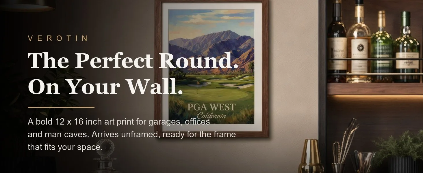 Desert Course in a styled room. Arrives unframed, 12 x 16 in.