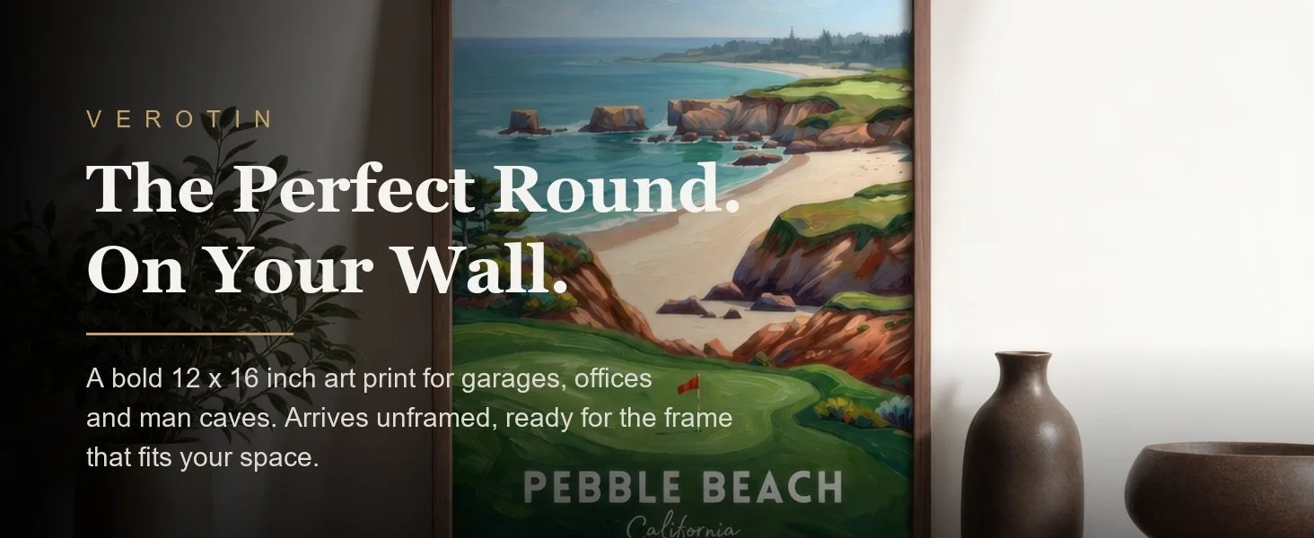 Coastal Course in a styled room. Arrives unframed, 12 x 16 in.