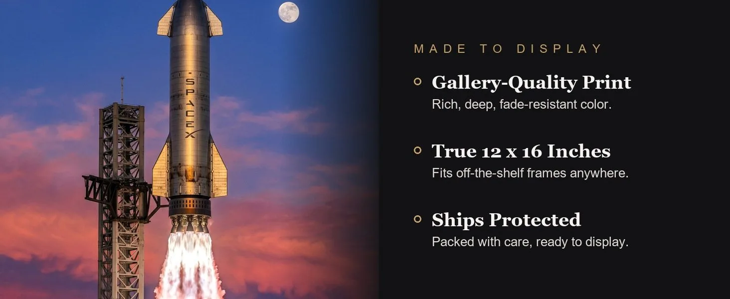 Made to display: gallery-quality print, true 12 x 16 inches, ships protected.