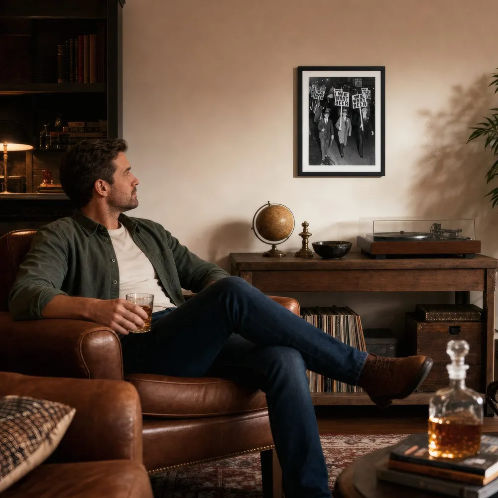 We Want Beer: Styled room, from the listing. Frame not included