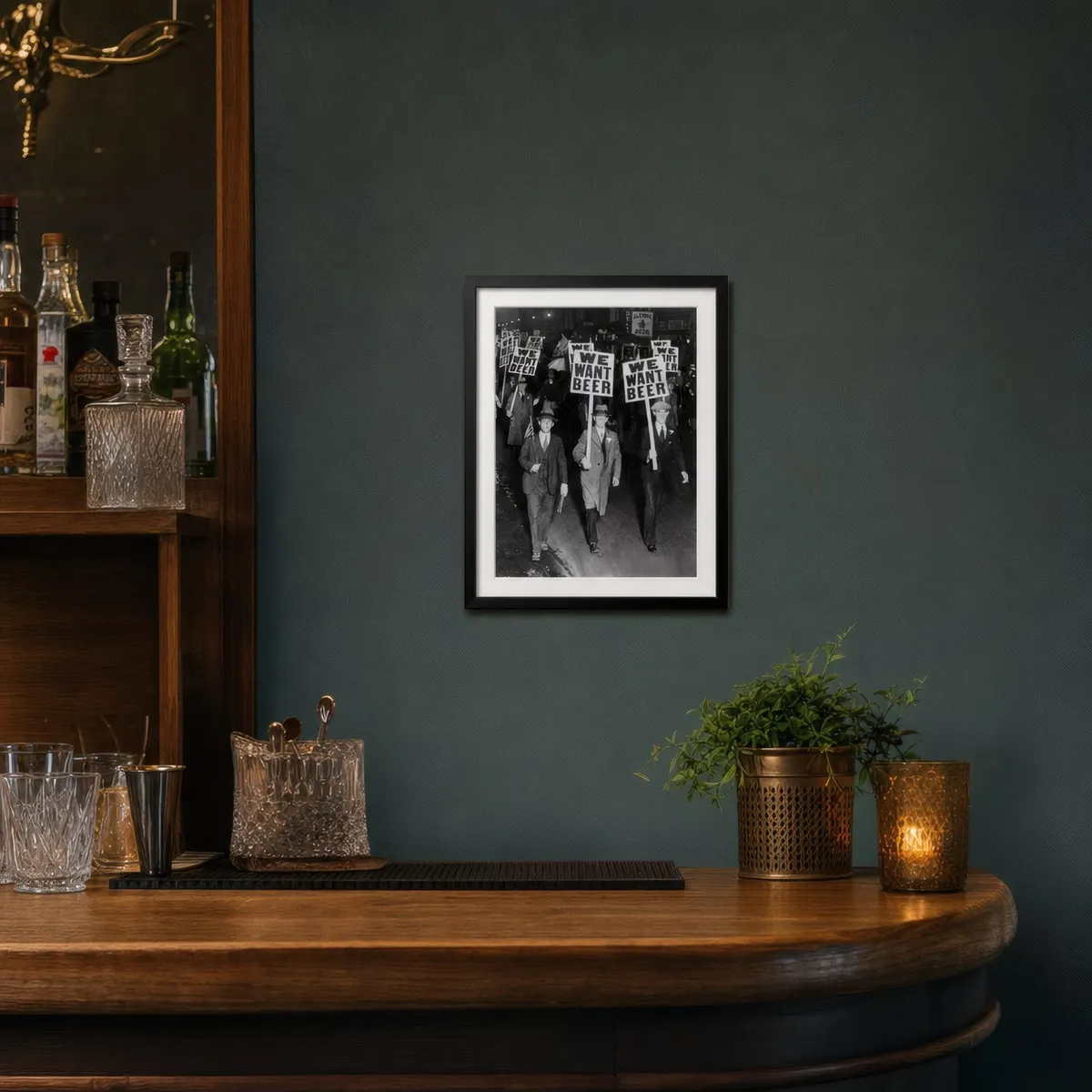 We Want Beer: Styled room, from the listing. Frame not included