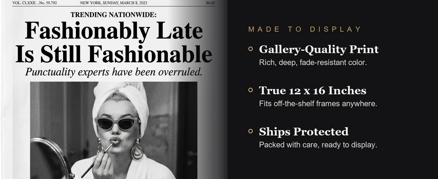 Made to display: gallery-quality print, true 12 x 16 inches, ships protected.