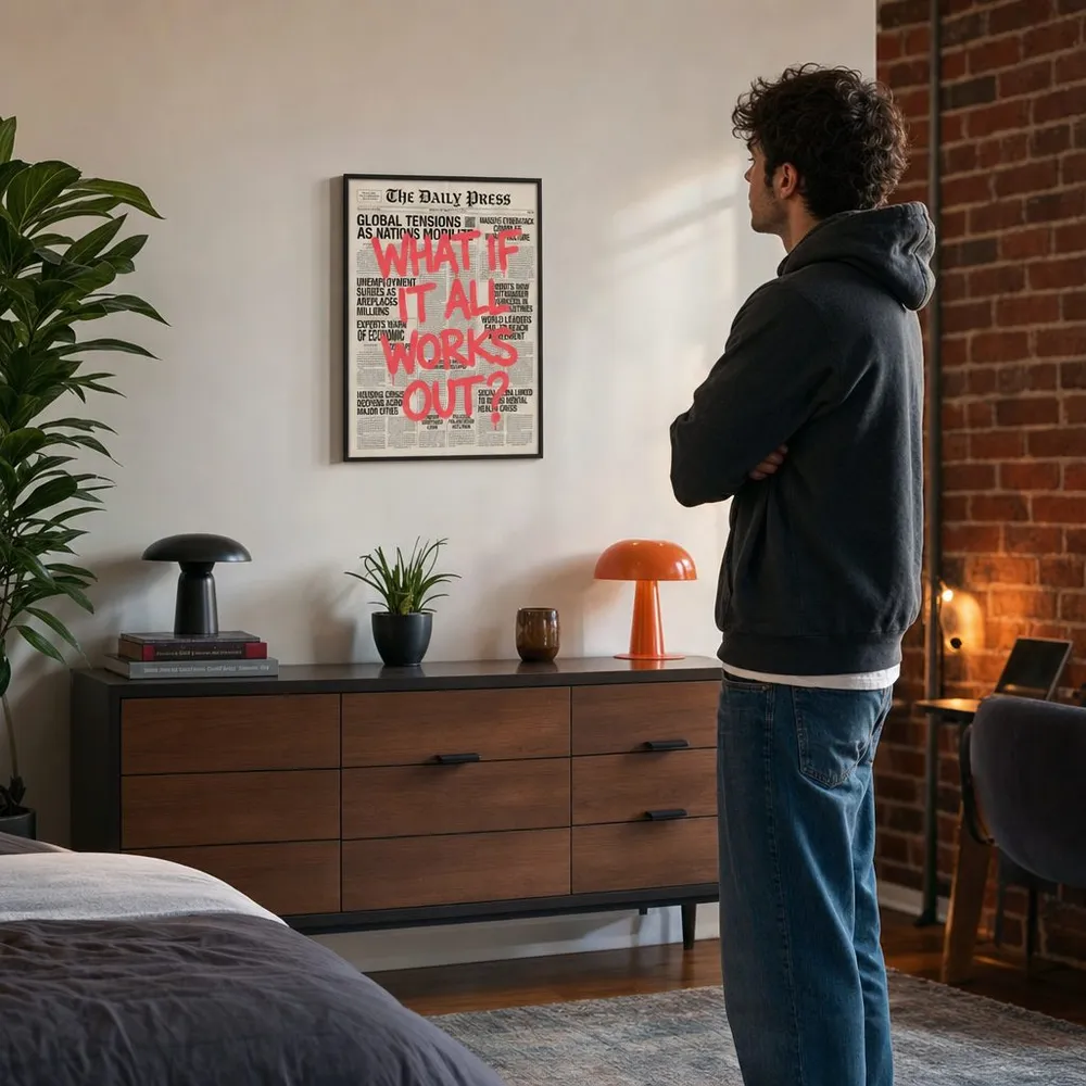 What If It All Works Out: Styled room, from the listing. Frame not included